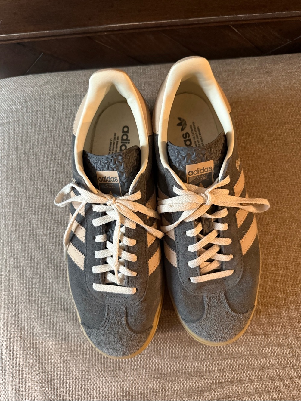 adidas Gazelle Womens Suede Platform Sneakers in Gray and Cream - Picture 5 of 6